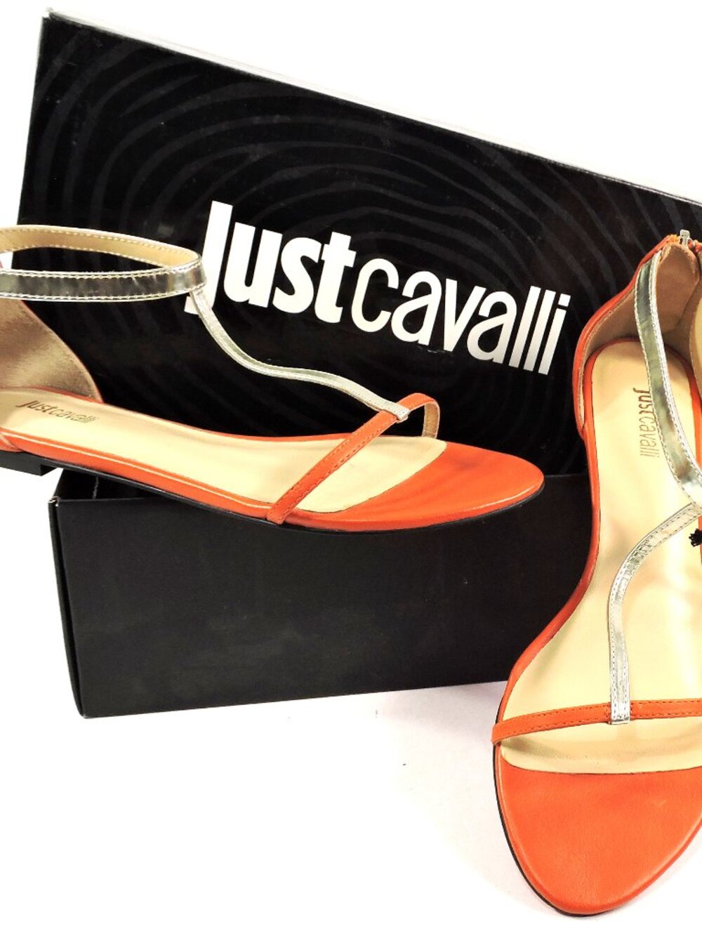 JUST CAVALLI 🇮🇹 WOMEN'S SOFT LEATHER FLAT SUMMER SANDALS